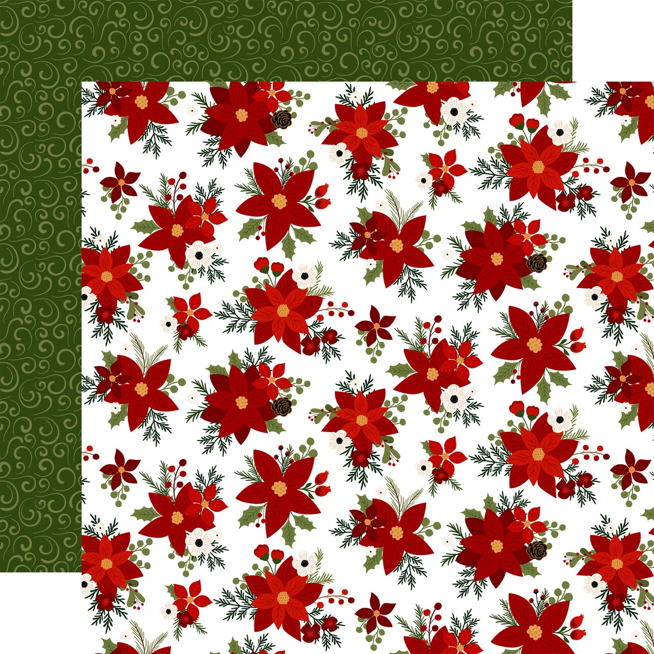 Echo Park Gnome For Christmas Santa's Poinsettias 12 x 12 Double-sided Cardstock Paper